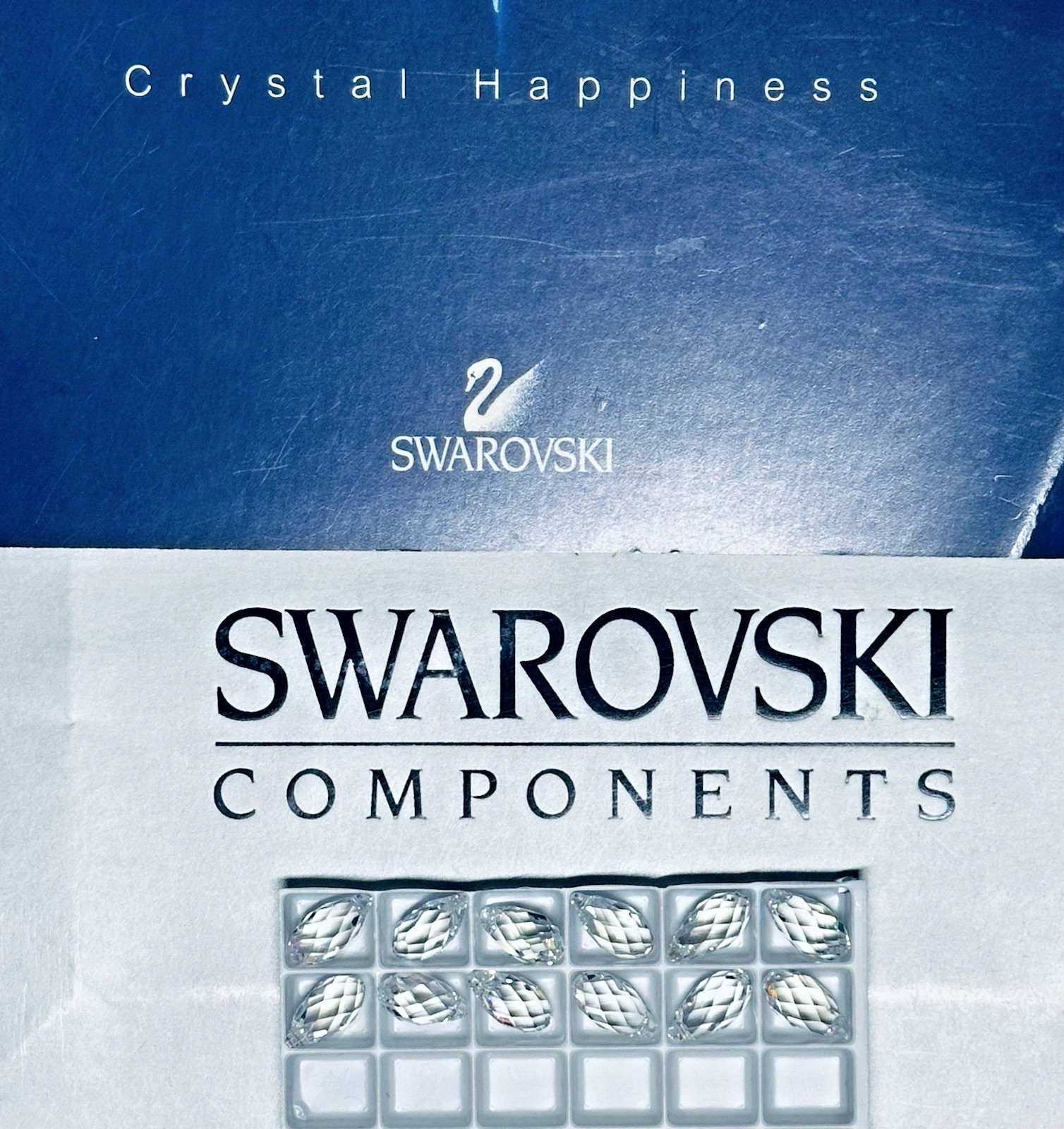 Swarovski Briolette Pendant 6010 13 x 6.5 mm Crystal Moonlight 12Pcs AUSTRIA.