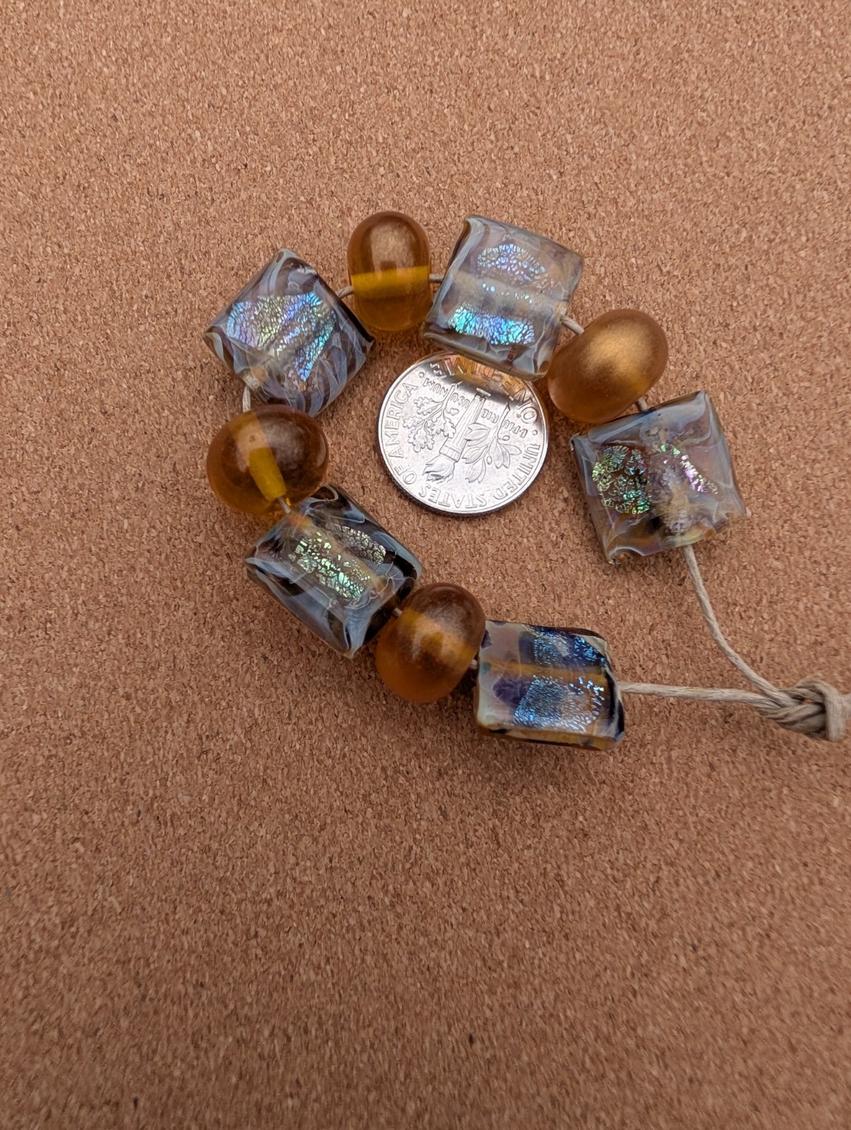 Animal Print Golden Tan Lampwork Bead Lot Orphans Destash Mix Match Trio Pairs