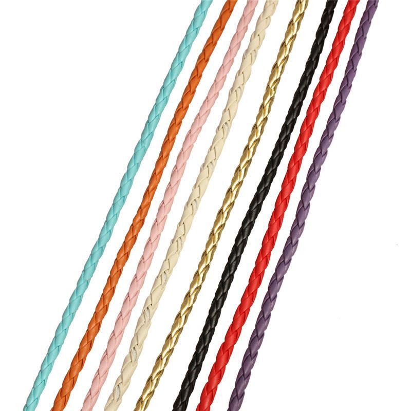 Braided Leather Cord Rope String DIY Bracelet Necklace Jewelry 10Meter/Lot 3 4mm