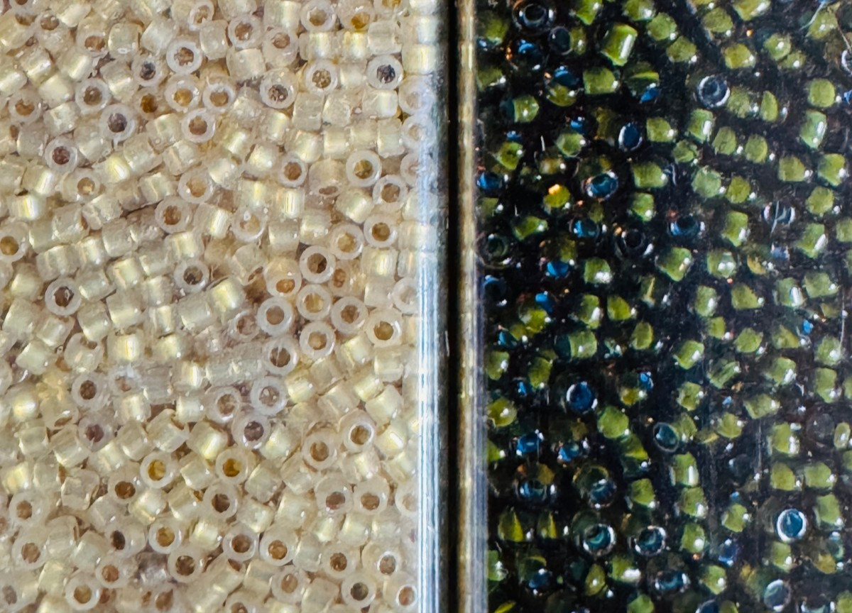Glass Seed Bead Lot 26 Tubes – Iridescent Neon Mix Different Sizes NOS
