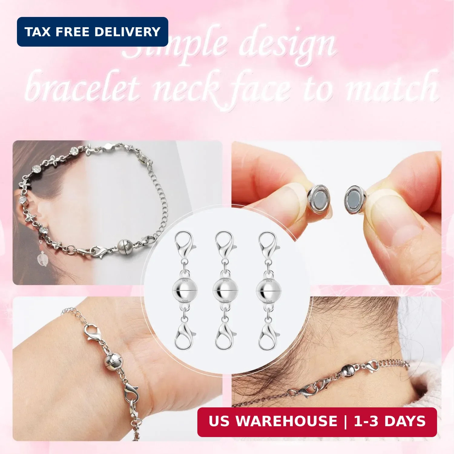 Magnetic Jewelry Clasps, Magnetic Necklace Clasps and Closures Easy-to-Use for J
