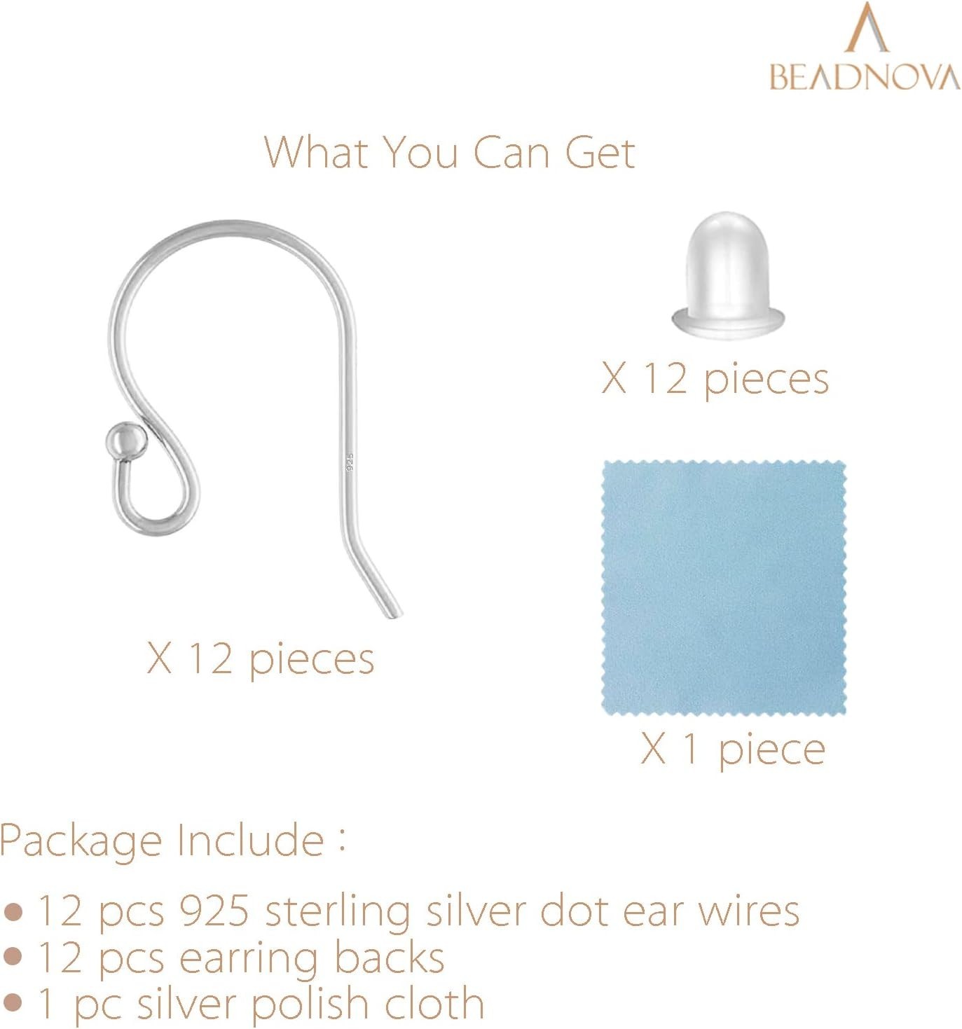 Earring Hooks Silver Sterling Silver Ear Wire for Jewelry Making 24pcs