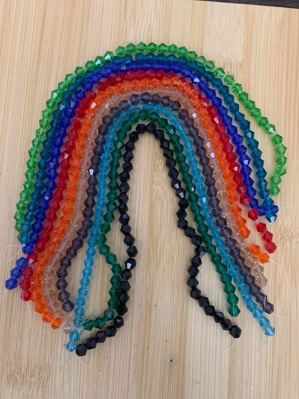 LOT of 10 FULL 15-inch Strands of 6mm Crystal Glass Bicone Beads