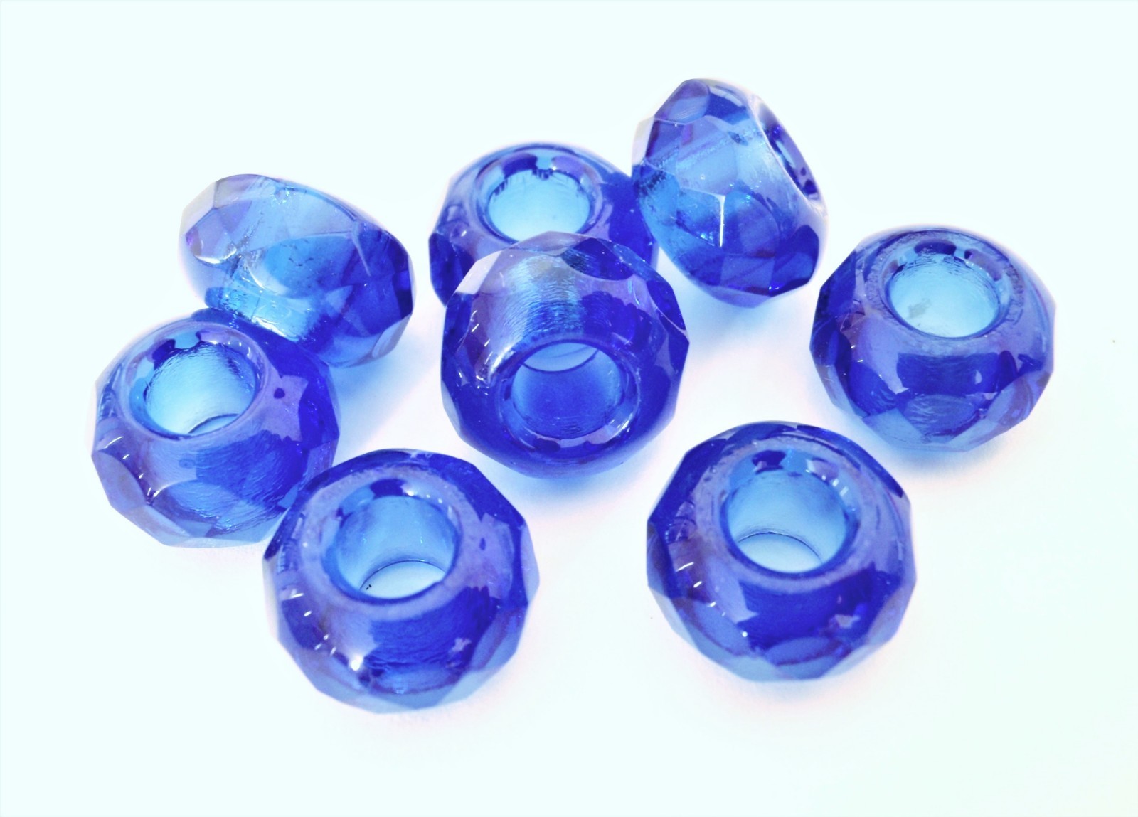6(Six) 8×14 mm Large Hole Rondelle Beads: Transparent Light Sapphire