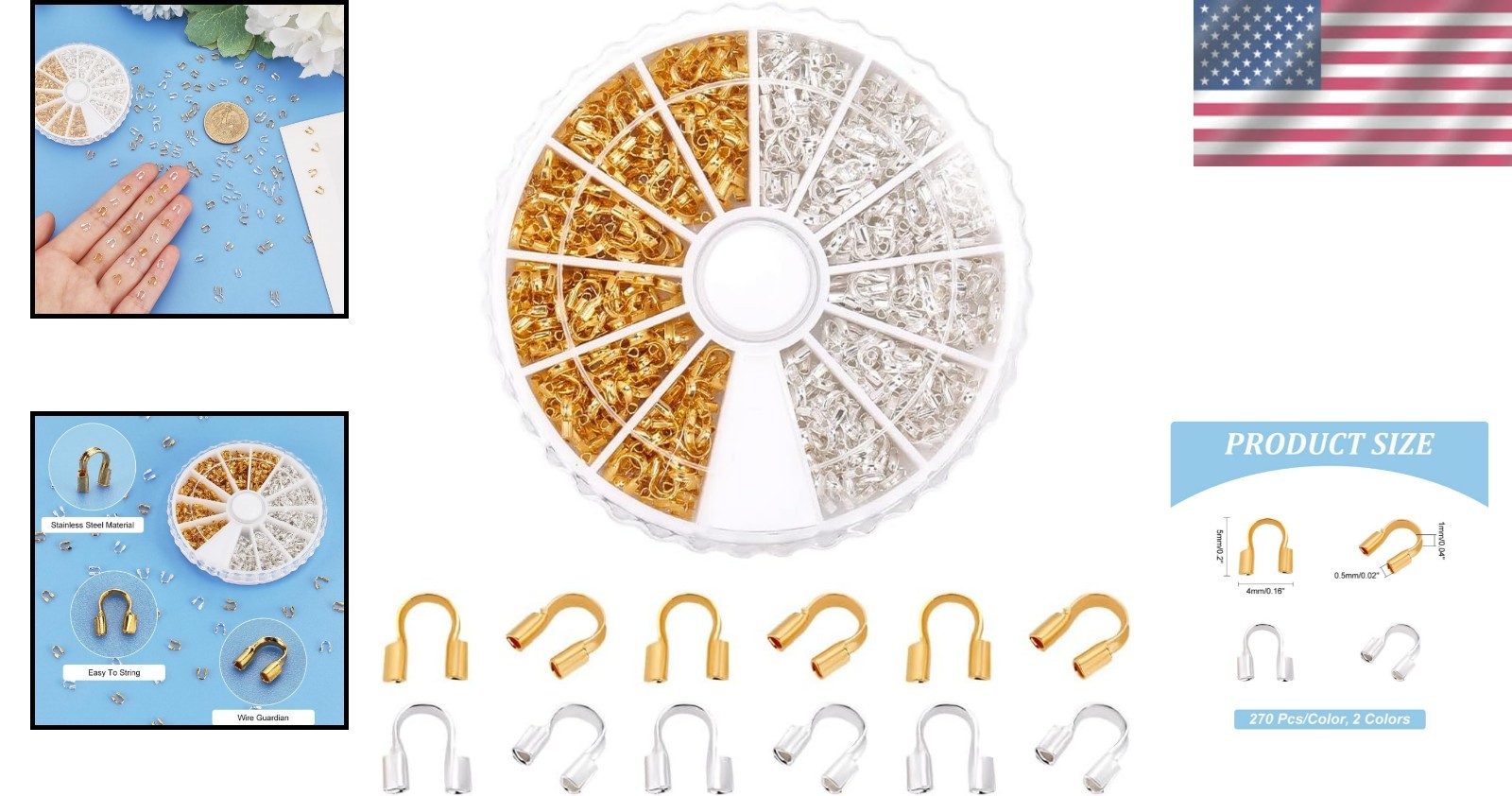 Art Deco Brass Wire Guard – 540pcs U-Shape Cable Protectors for Jewelry Crafting