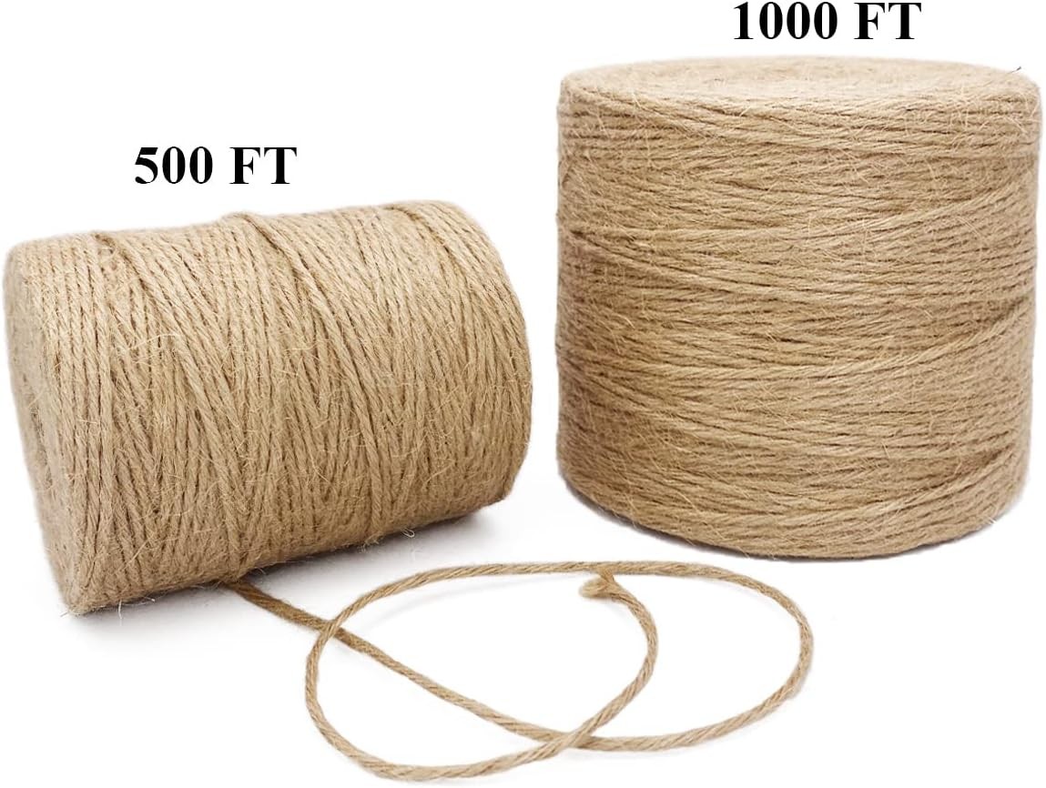 500FT Jute Twine Rope 3mm 6ply Natural Thick Garden Twine String Heavy Duty