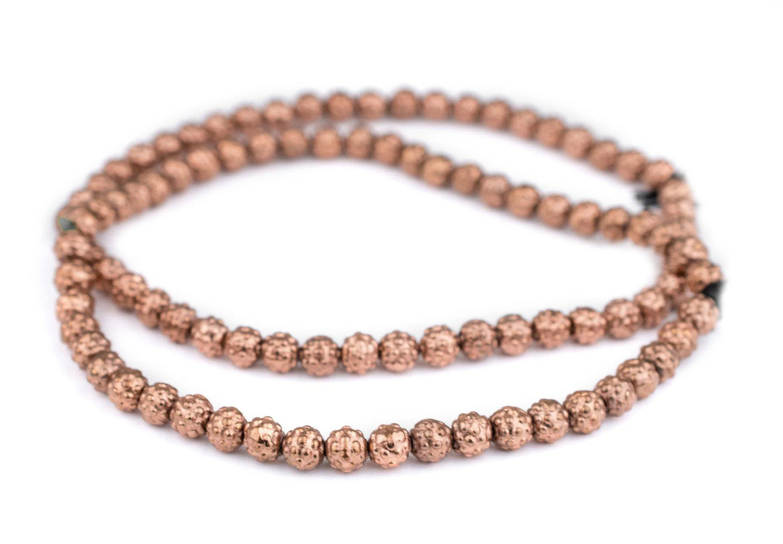 Copper Yoruba-Style Beads 9mm Nigeria African Round 16 Inch Strand Handmade