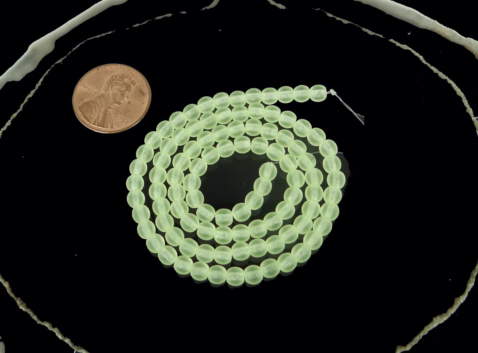 100 Czech Frosted Sea Glass Round Beads – Matte – Jonquil 4mm