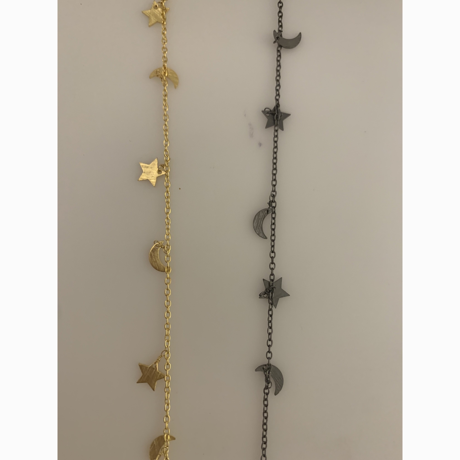 Star and Moon Shape Charms Chain | Dangling Chain | Available in 3 Colors: Gold,