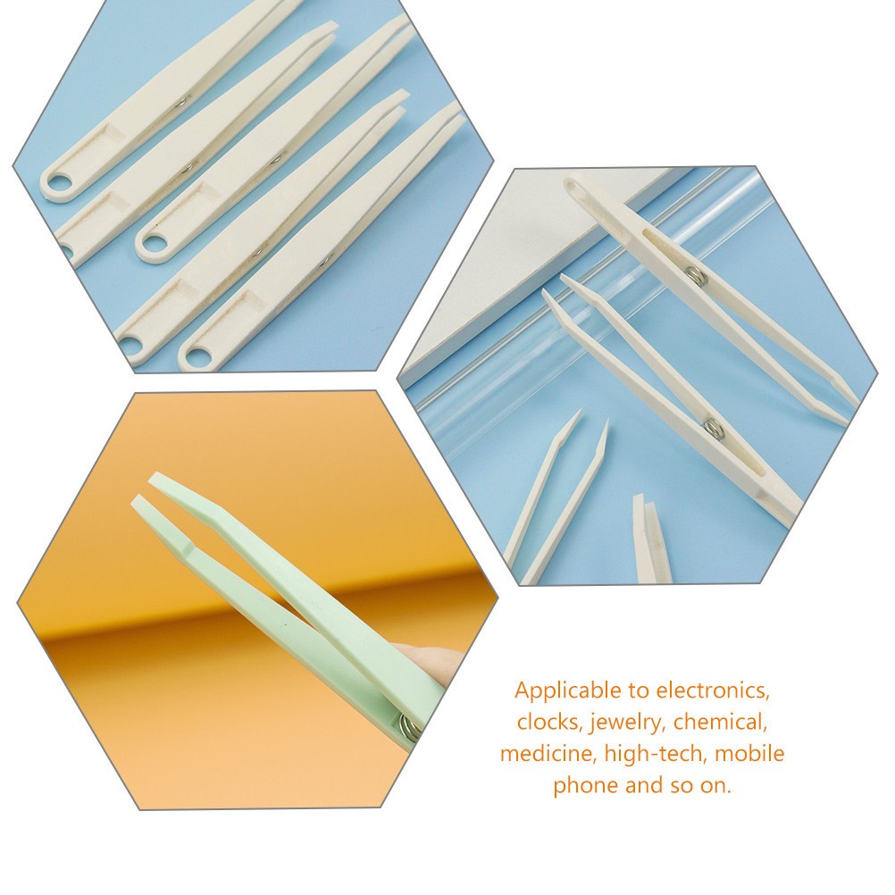 12 Pcs Rubber Tip Tweezers for Jewellery Making Plastic Precision
