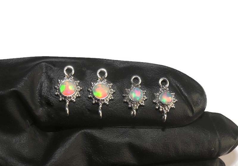 sterling silver fire opal connector for jewelry making DIY opal supplies links