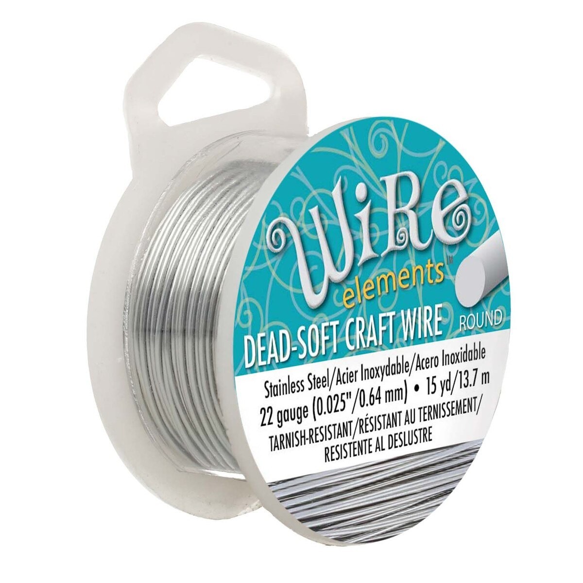 Wire, 15 Yard Spool Tarnish Resistant Stainless Steel 22 Gauge Round Wrapping