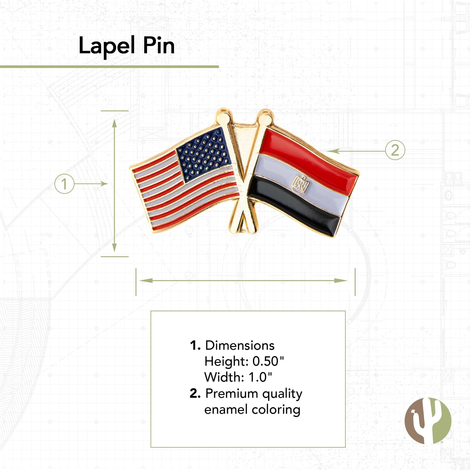 Egypt Lapel Pin Enamel with United States USA Souvenir Hat Men Women Patriotic E
