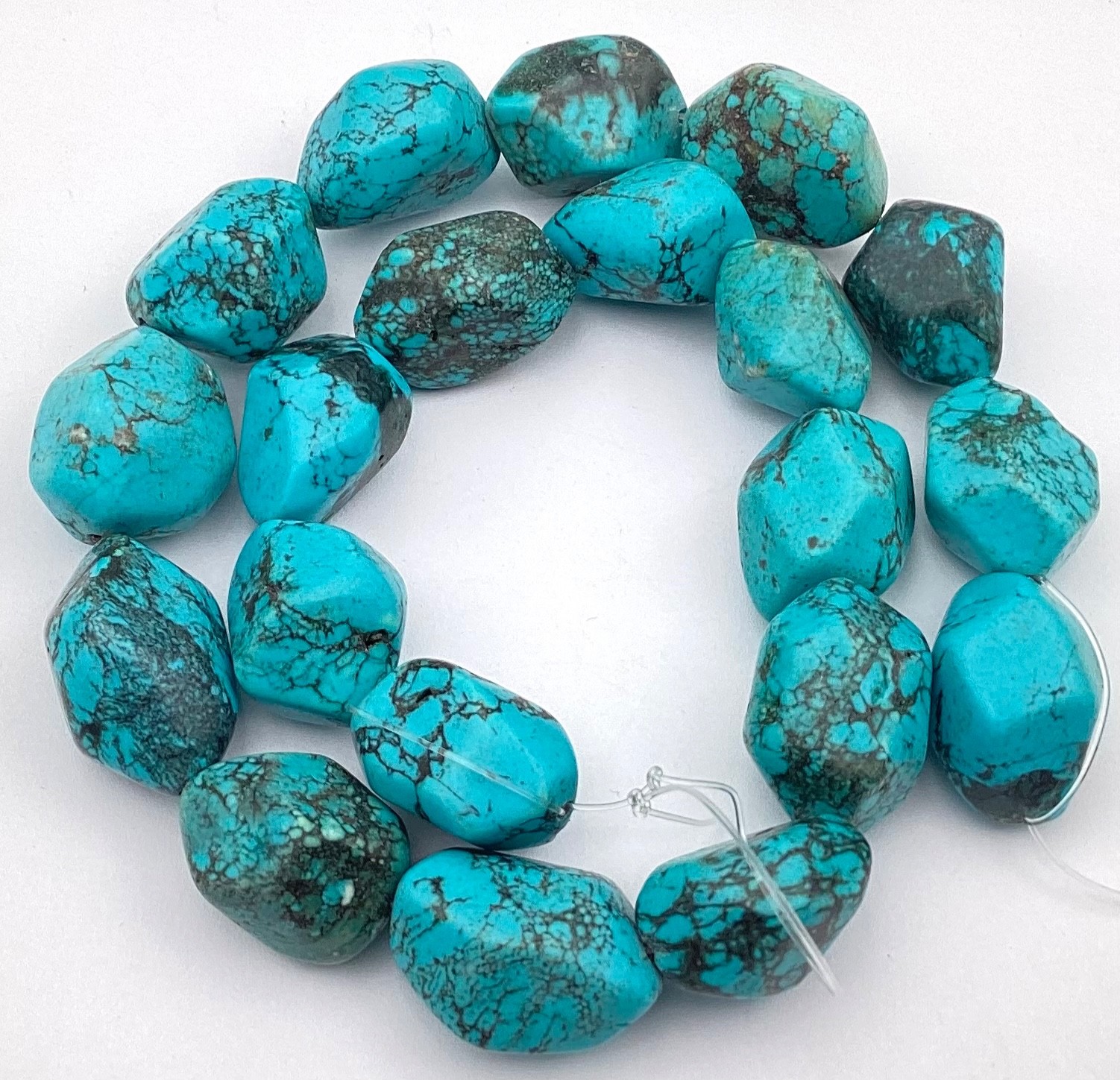 20 Natural China Hubei Blue Turquoise Stone beads Stone-#1992