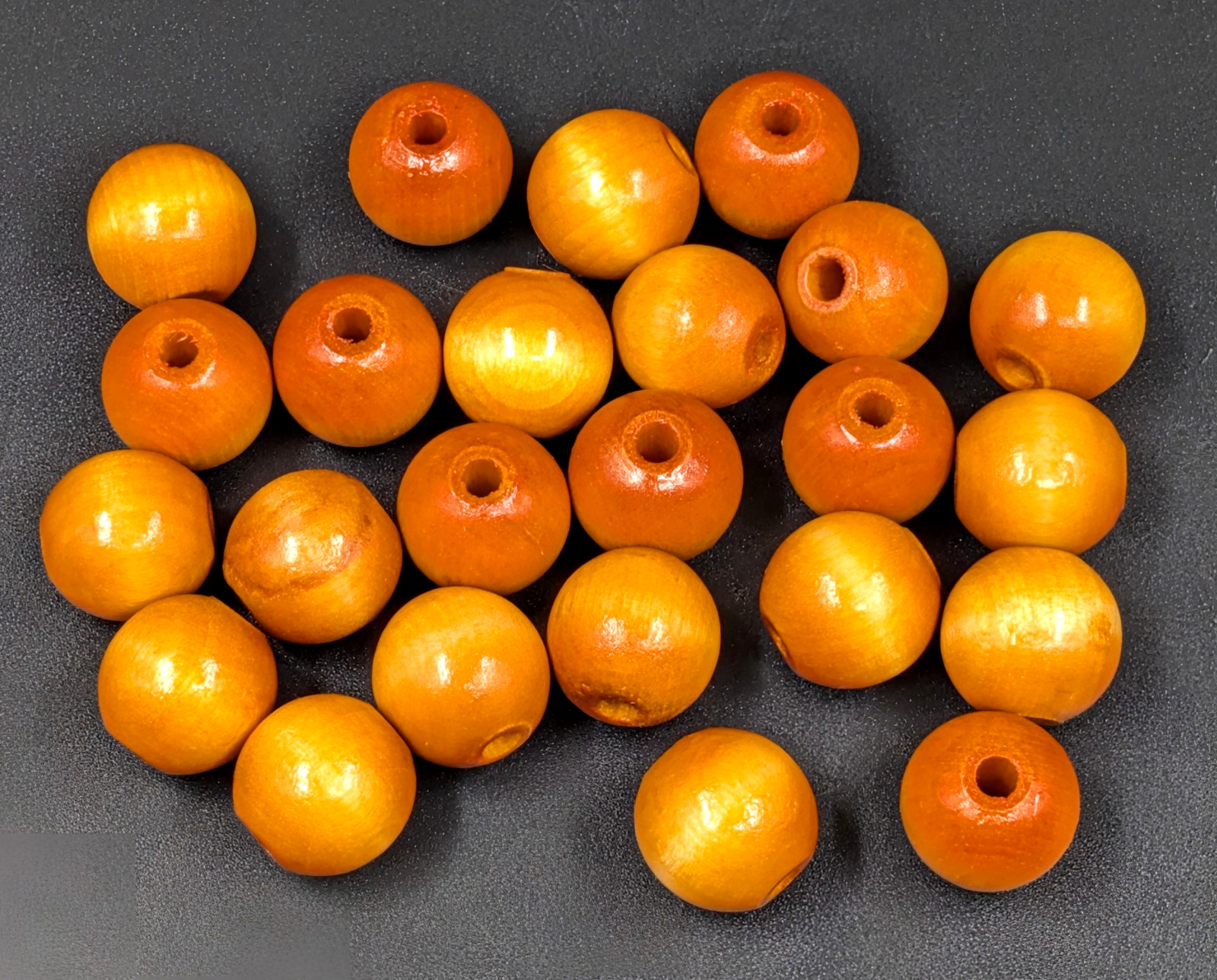NOS! Pack of 24 Large ¾” 19mm Wood Beads, Glossy Finish 4.5mm Hole for Stringing