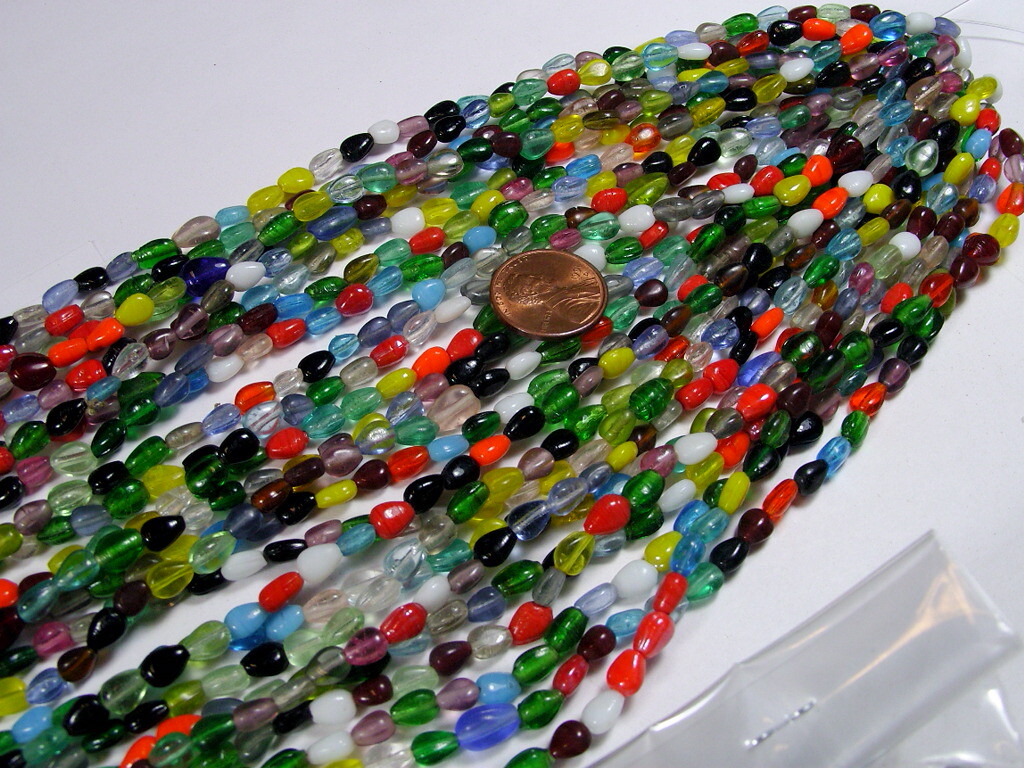 30 Strands 36″ India Handmade Assorted Color Glass Beads Wholesale Bulk (CT-35)