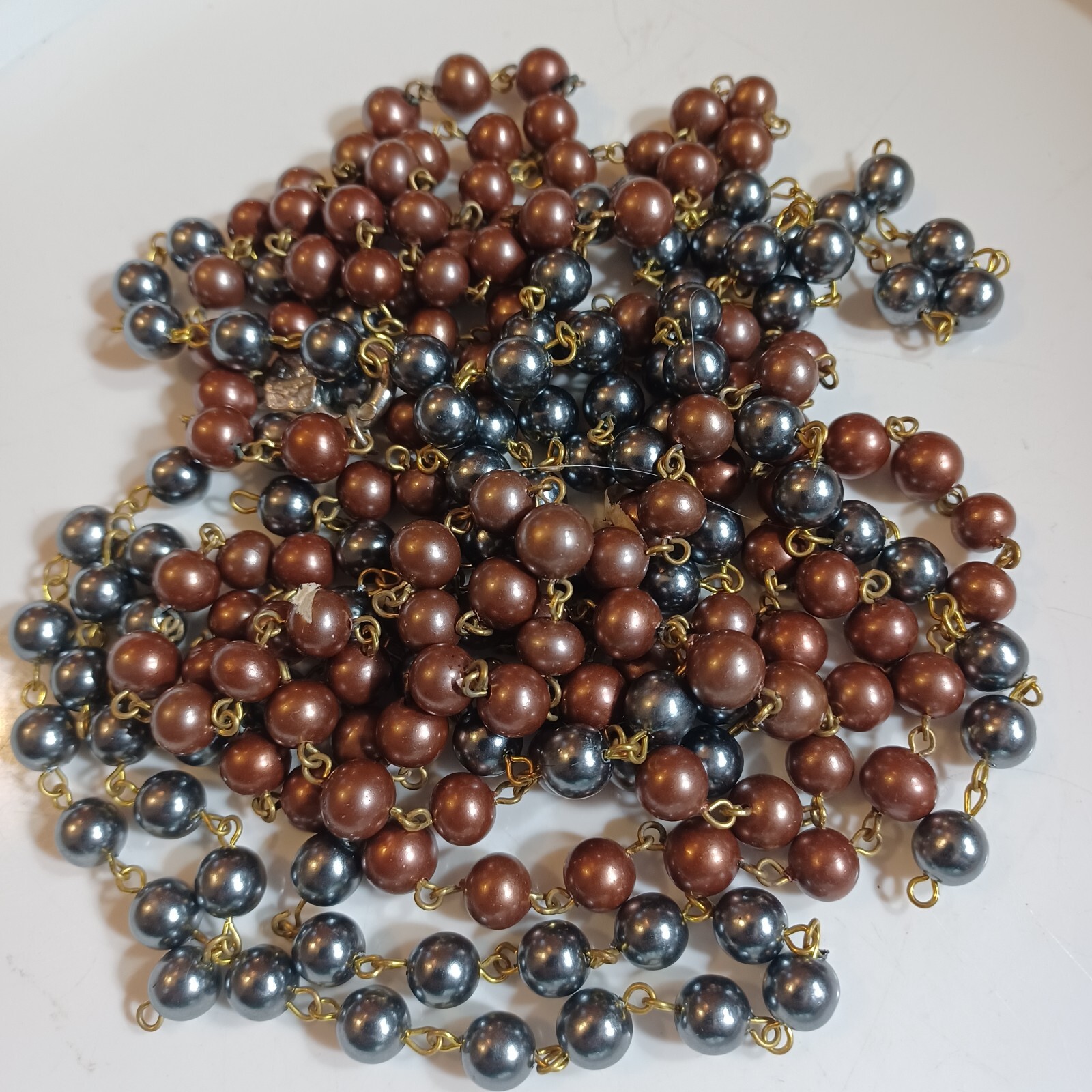Vintage Metal Copper/Gunmetal Bead Chain (lot as shown)
