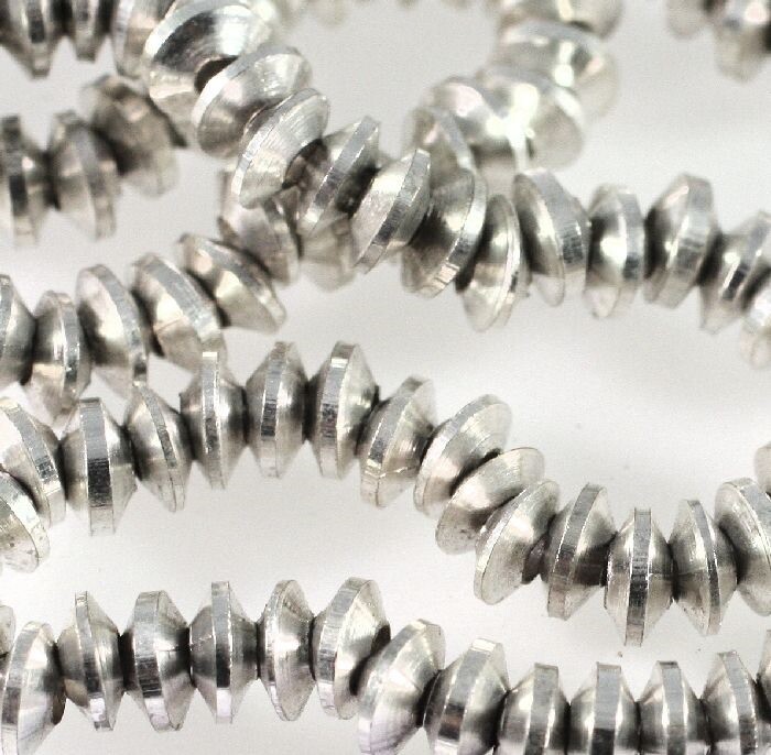 Bead, Silver Plated Brass 6x3mm Rondelle Saucer Beads with 2mm Hole 1 Std (142)*