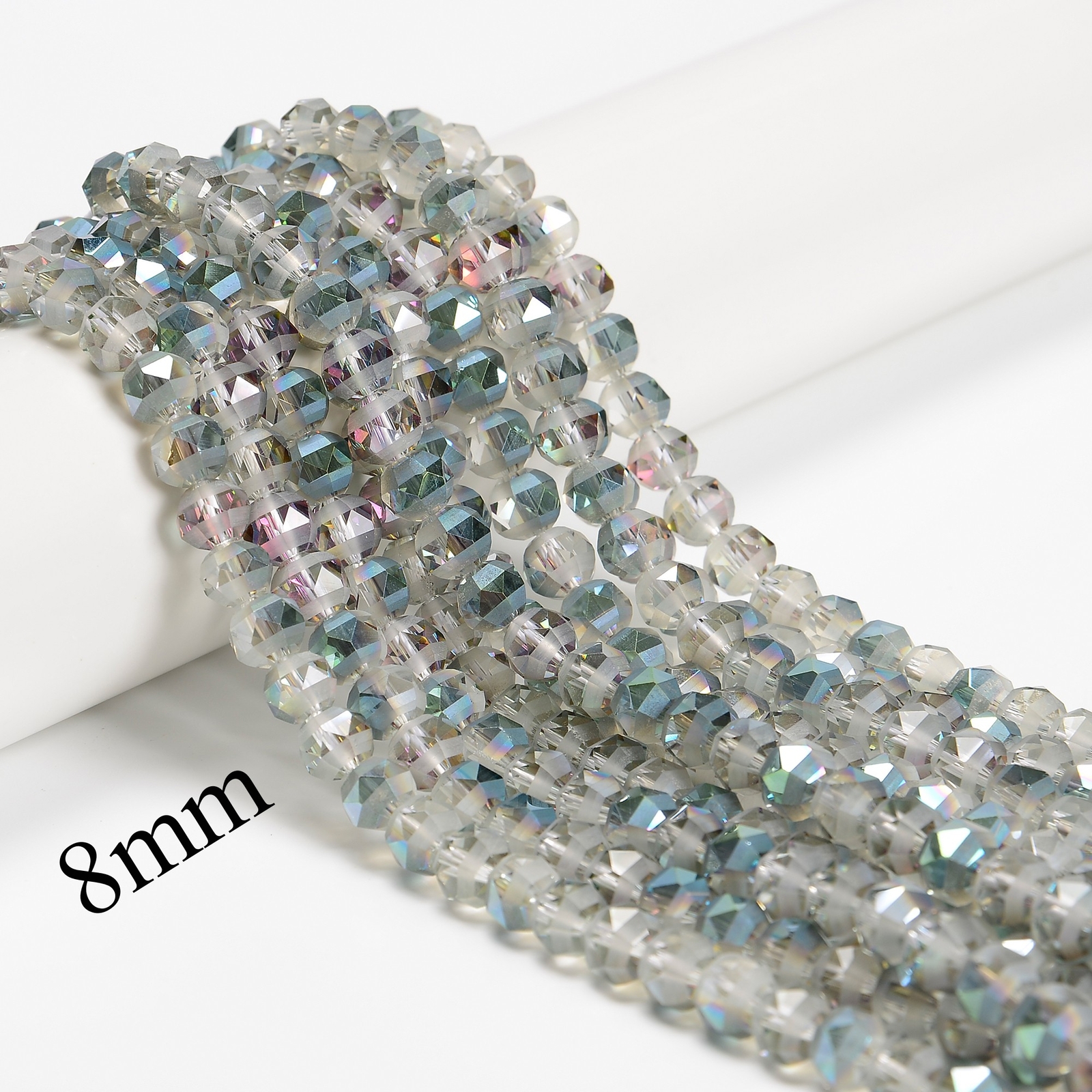 Multi-Color Crystal Glass Matte Faceted Round Beads 8mm 10mm 12mm 15.5″ Strand