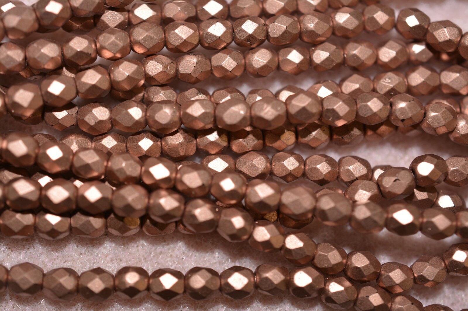 Czech Fire Polished 4mm round faceted glass beads – Matte Metallic Bronze Copper