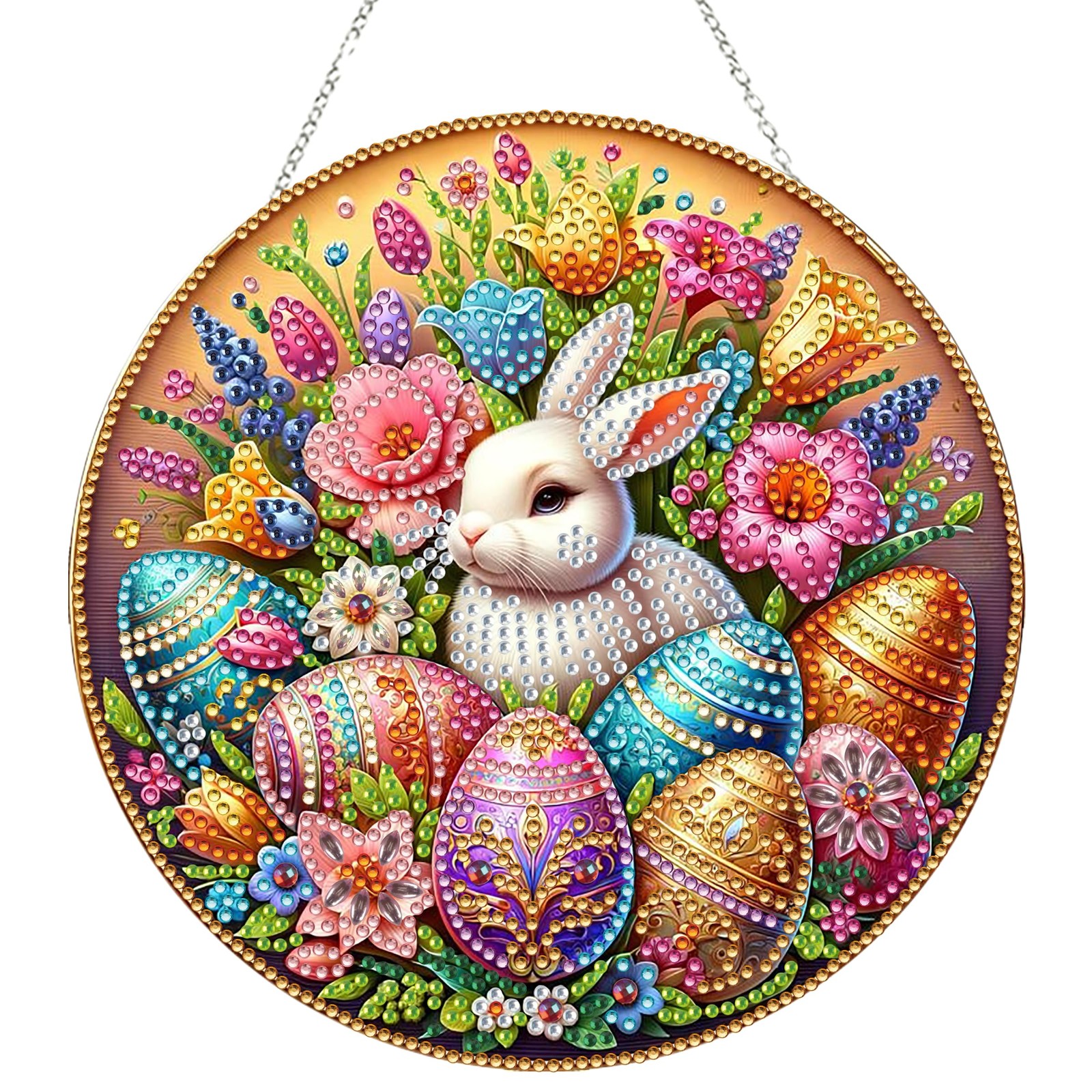 Rabbit Easter Egg Diamond Art Hanging Kit for Adult,Special Shaped Rhinestone…