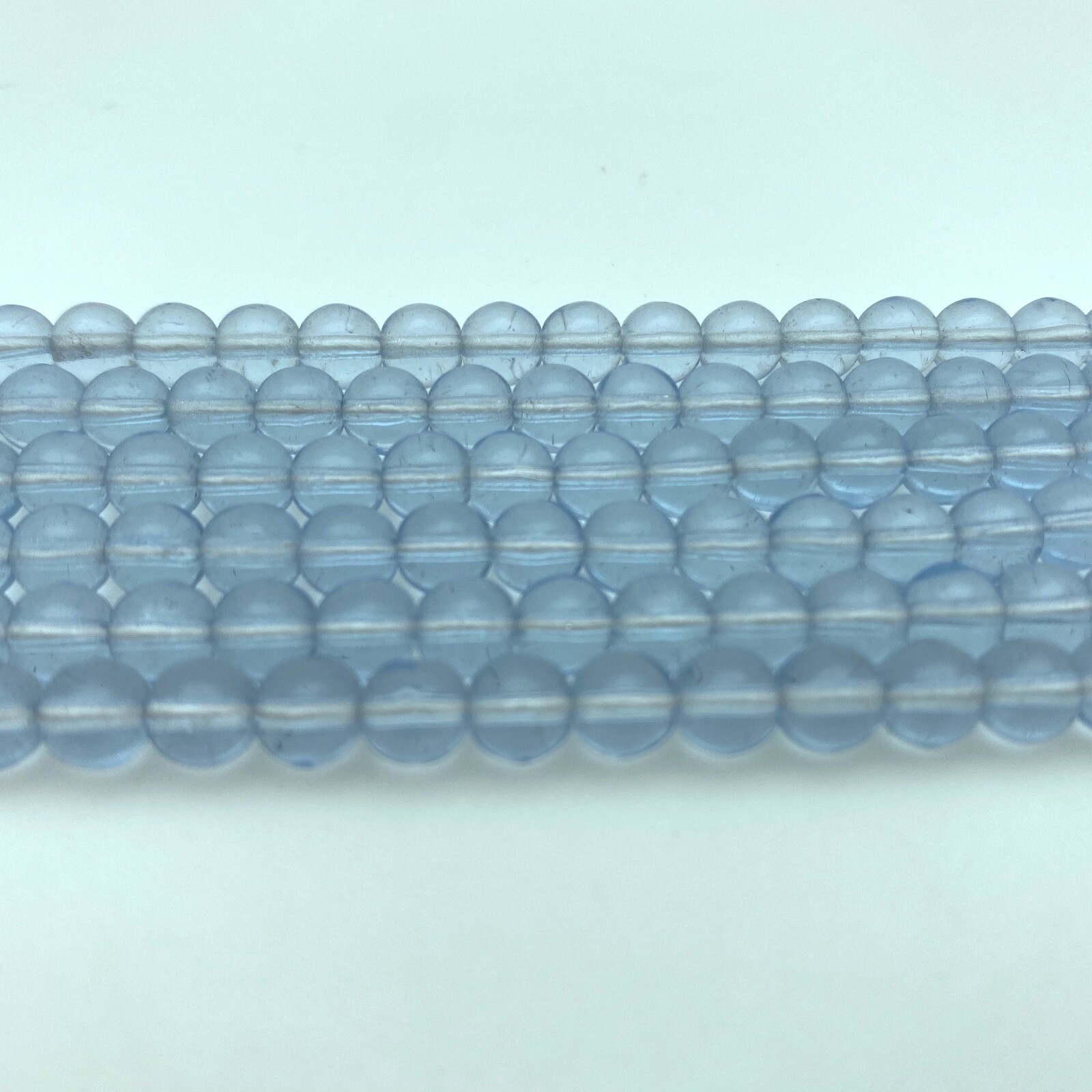 Vintage Air Force Blue & Clear Czech Glass Beads (6mm) (BCG159)