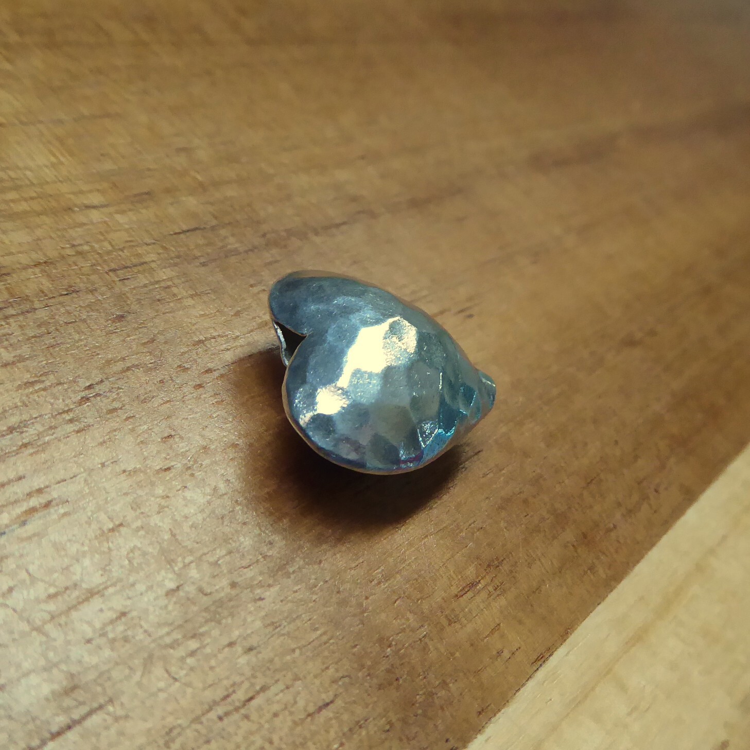 20mm Karen Hill Tribe Fine Silver Puffed Hammered Heart Bead – One Bead
