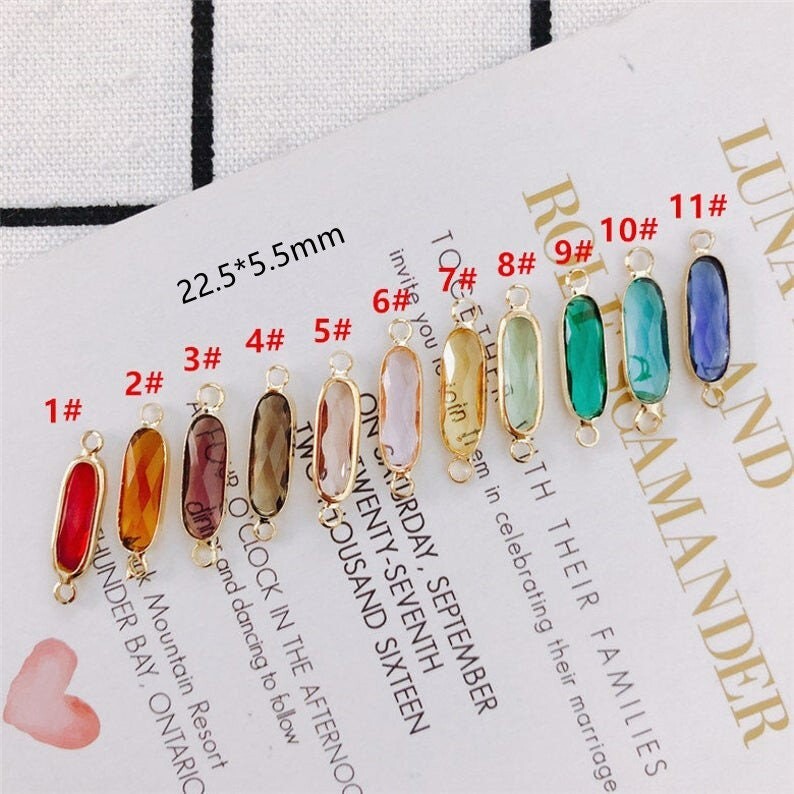 10pcs CZ Pave Rectangle Crystal Pendant Connector,Zircon Rectangle Oval Charms