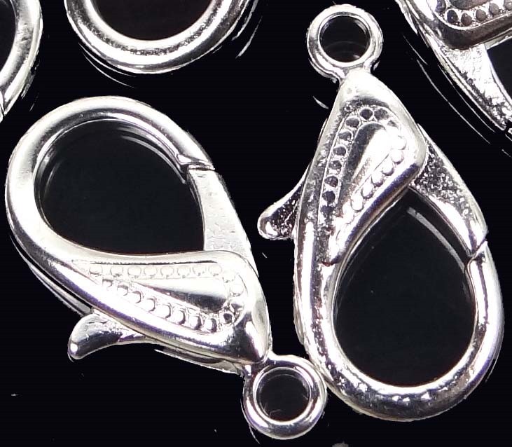 30x16mm X-Large Plated Silver Pewter Lobster Claw Clasps (4)