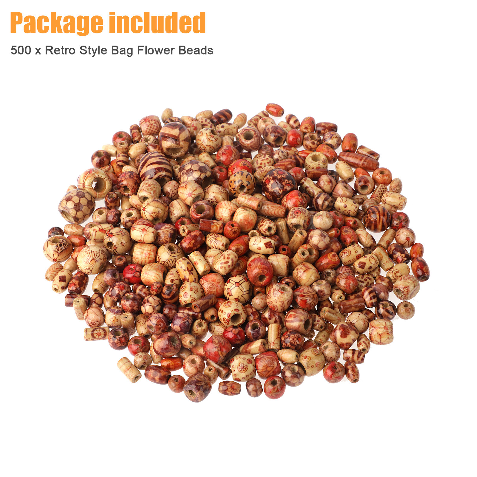 500PCS Wooden Beads Jewelry Making Craft DIY Natural Making Supplies Painted US