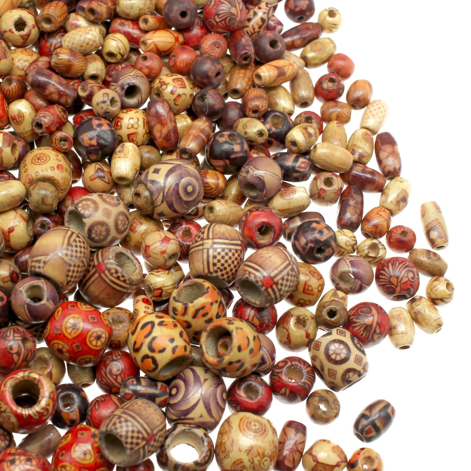 500 Wooden Beads for Jewelry Making – Painted Assorted African Beads