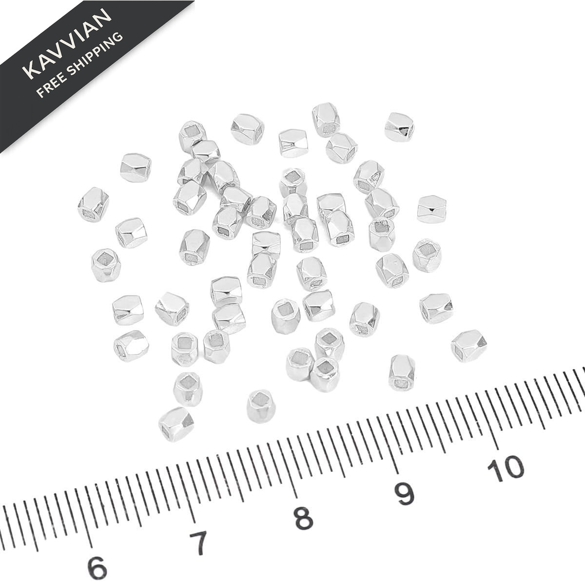 BEADIA Silver Plated Faceted Spacer Beads 2.5×2.5mm Faceted,