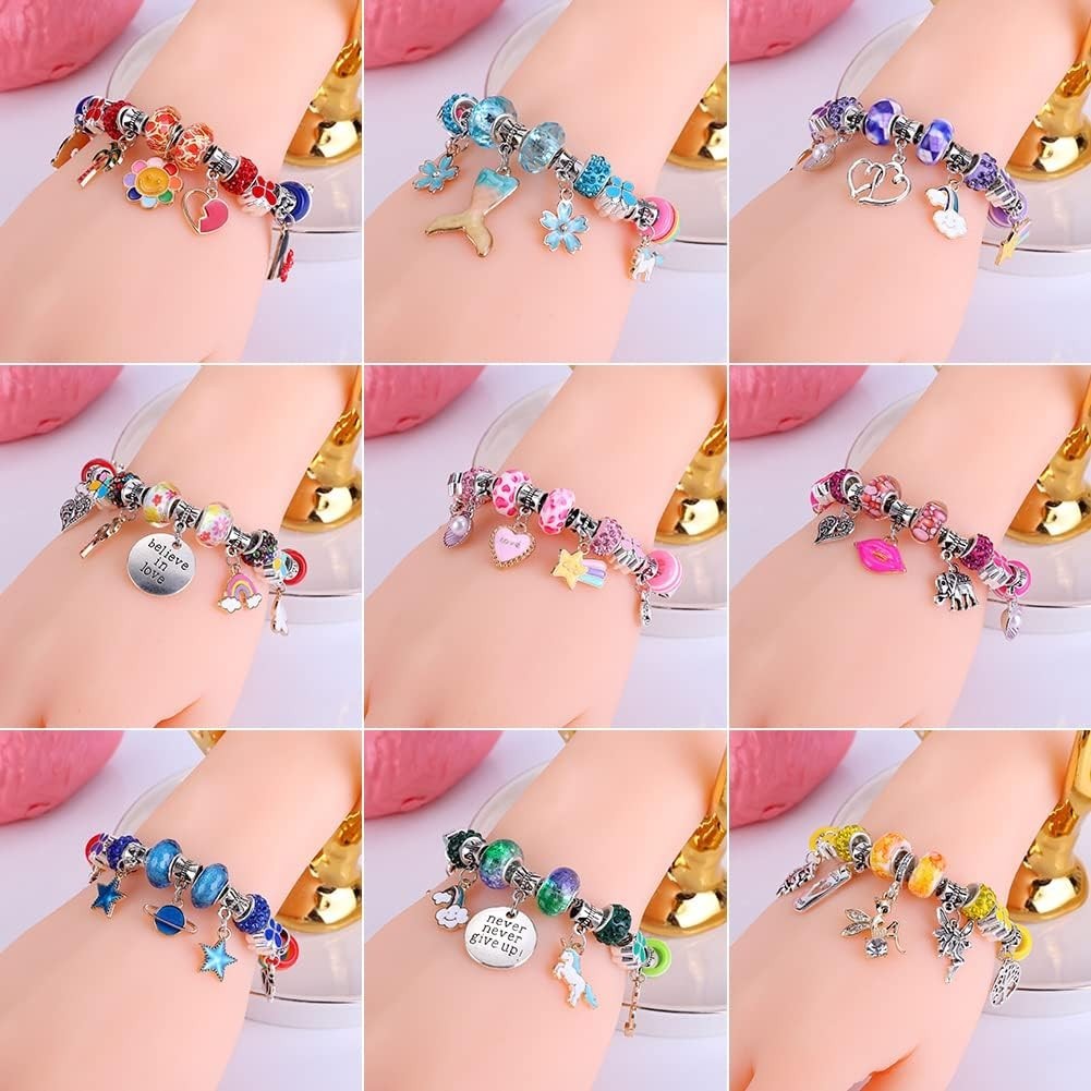 Colorful 150-Piece Jewelry Making Kit with Unicorn/Mermaid Themes – Easy to Use!