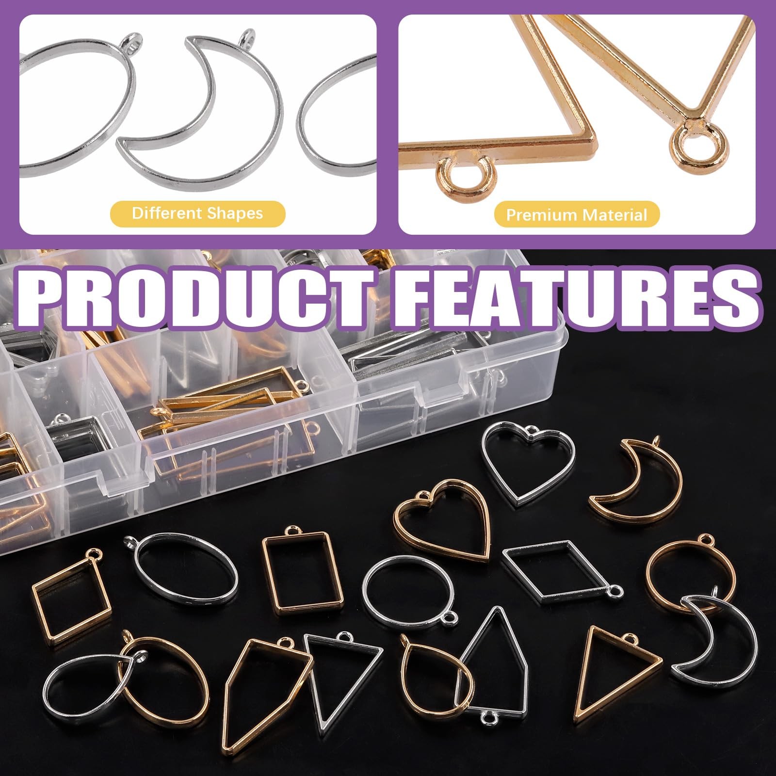 Swpeet 80Pcs 2 Colors 10 Styles Open As the Picture Shown, K Gold; White K