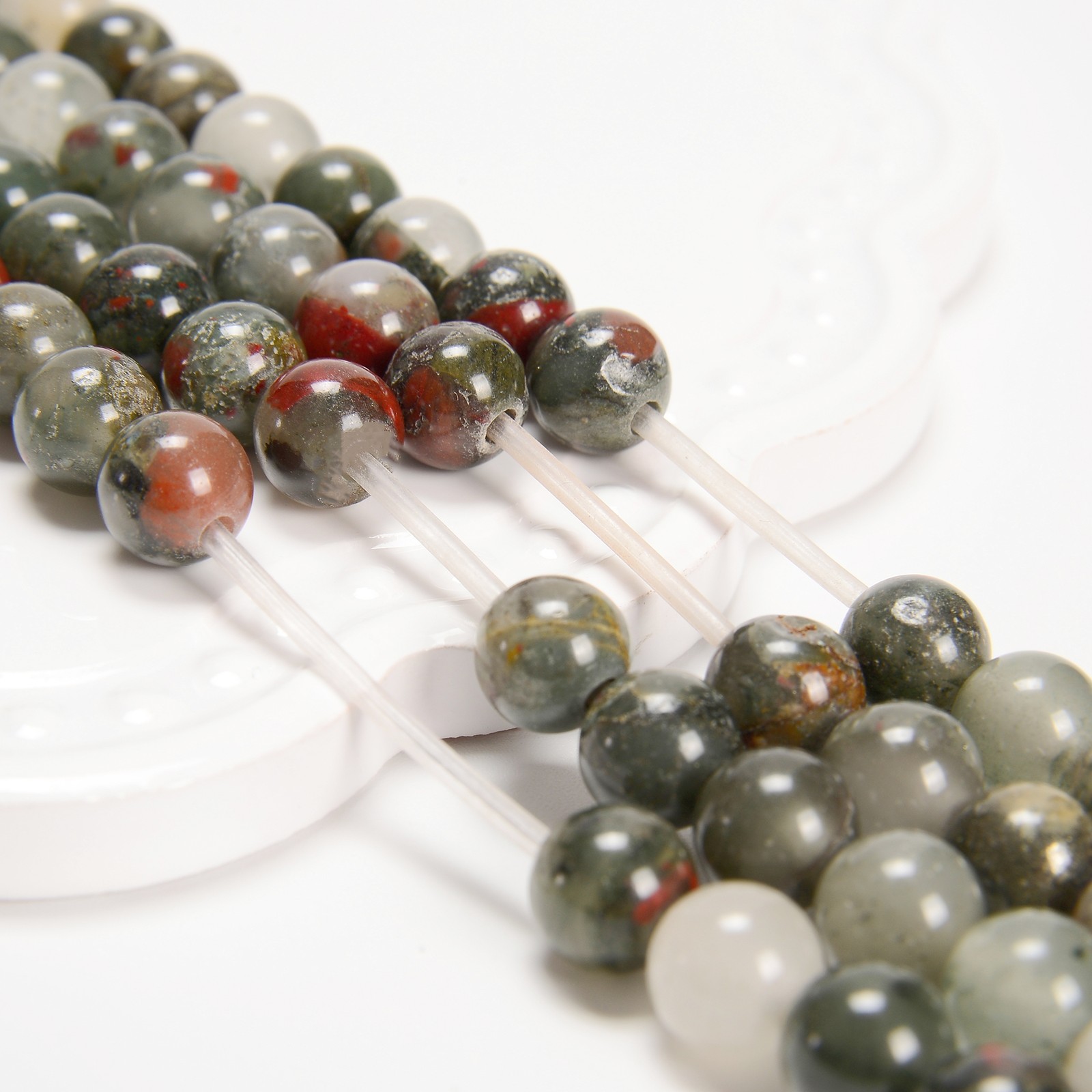 2.0mm Hole African Bloodstone Smooth Round Beads 8mm 10mm 15.5″ Strand