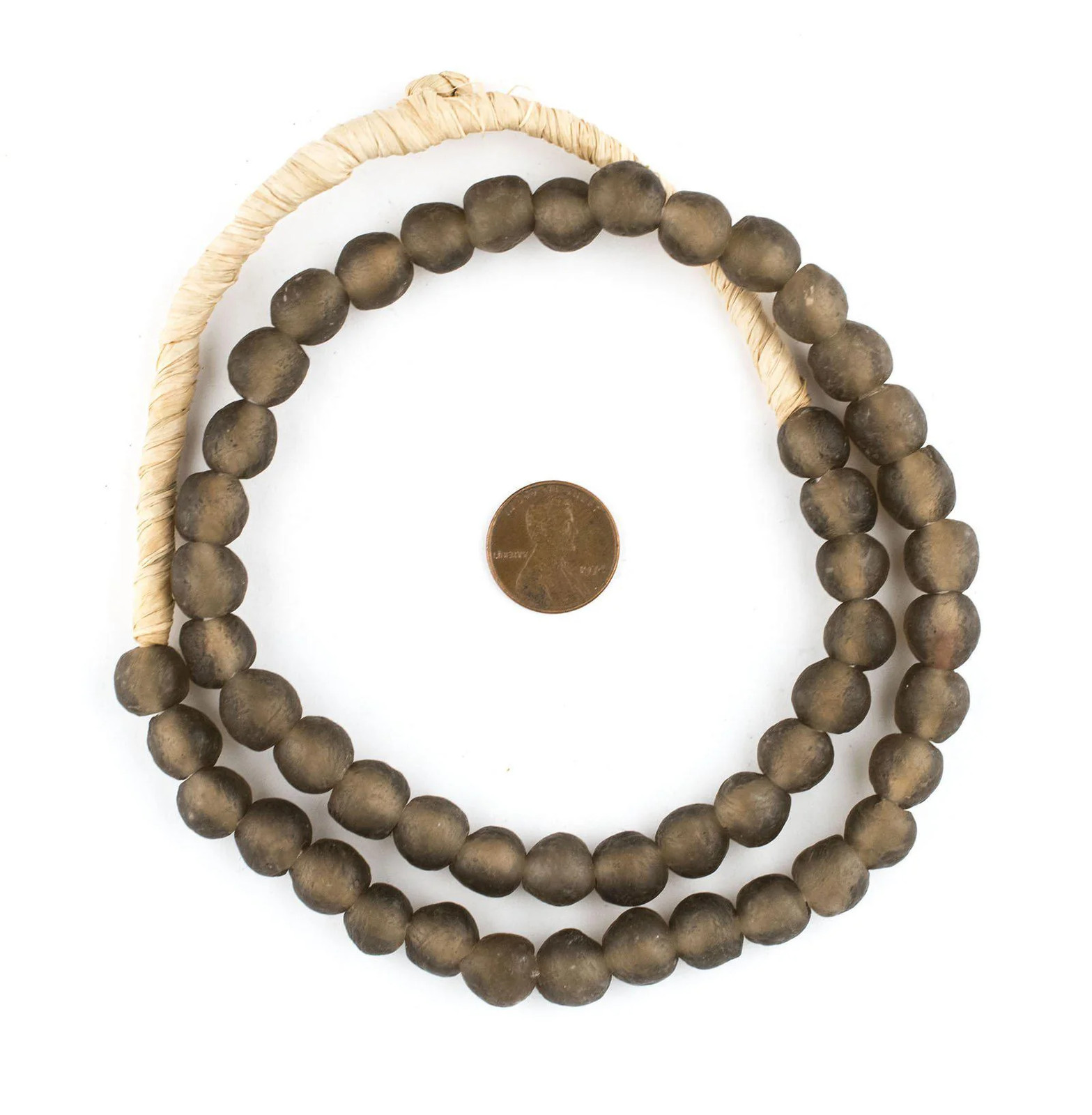 Dark Brown Recycled Glass Beads 11mm Ghana African Sea Glass Round Large Hole