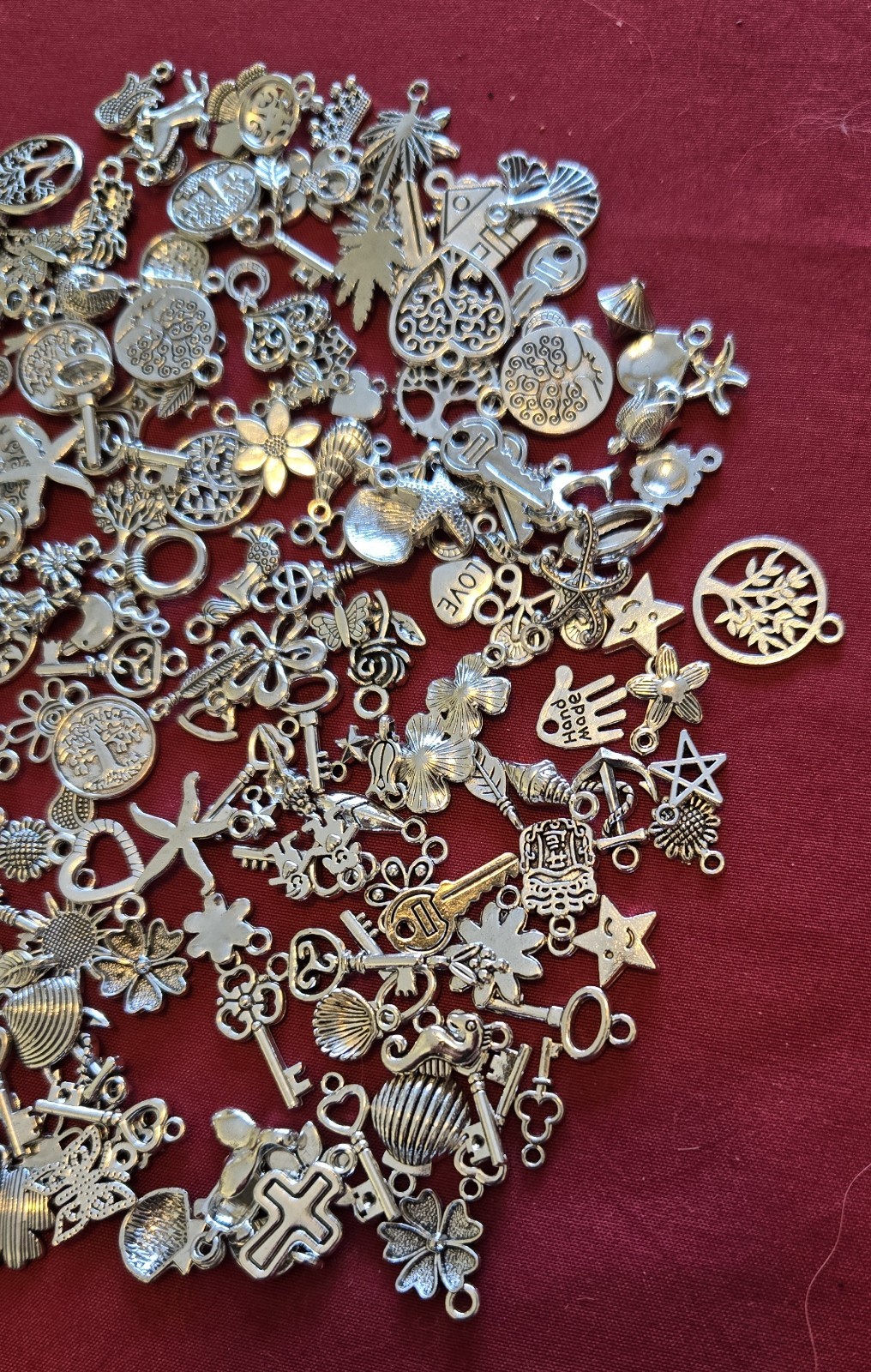 10 Mixed Charms Silver Pendants Random Mix