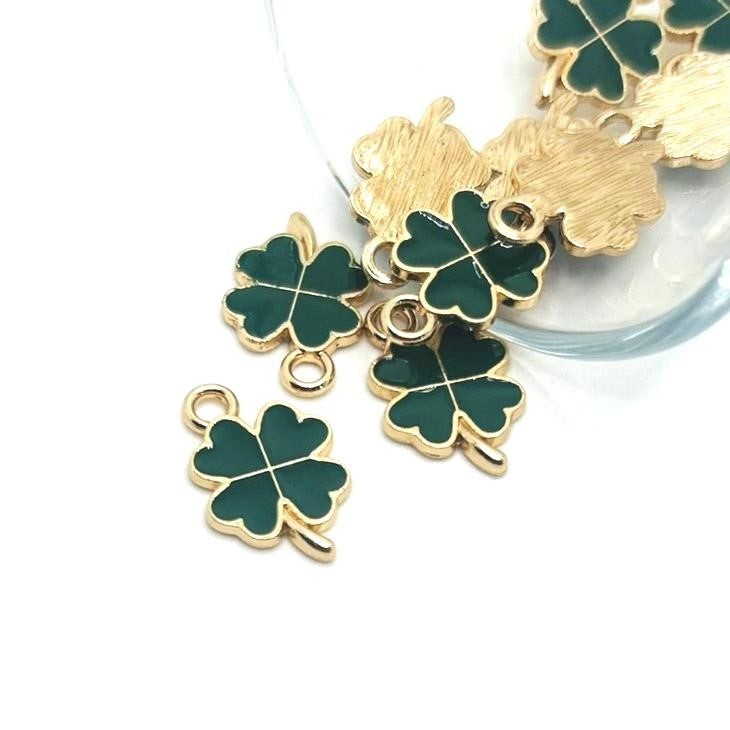 Dark Green Clover Charms, 19x12mm – US Seller