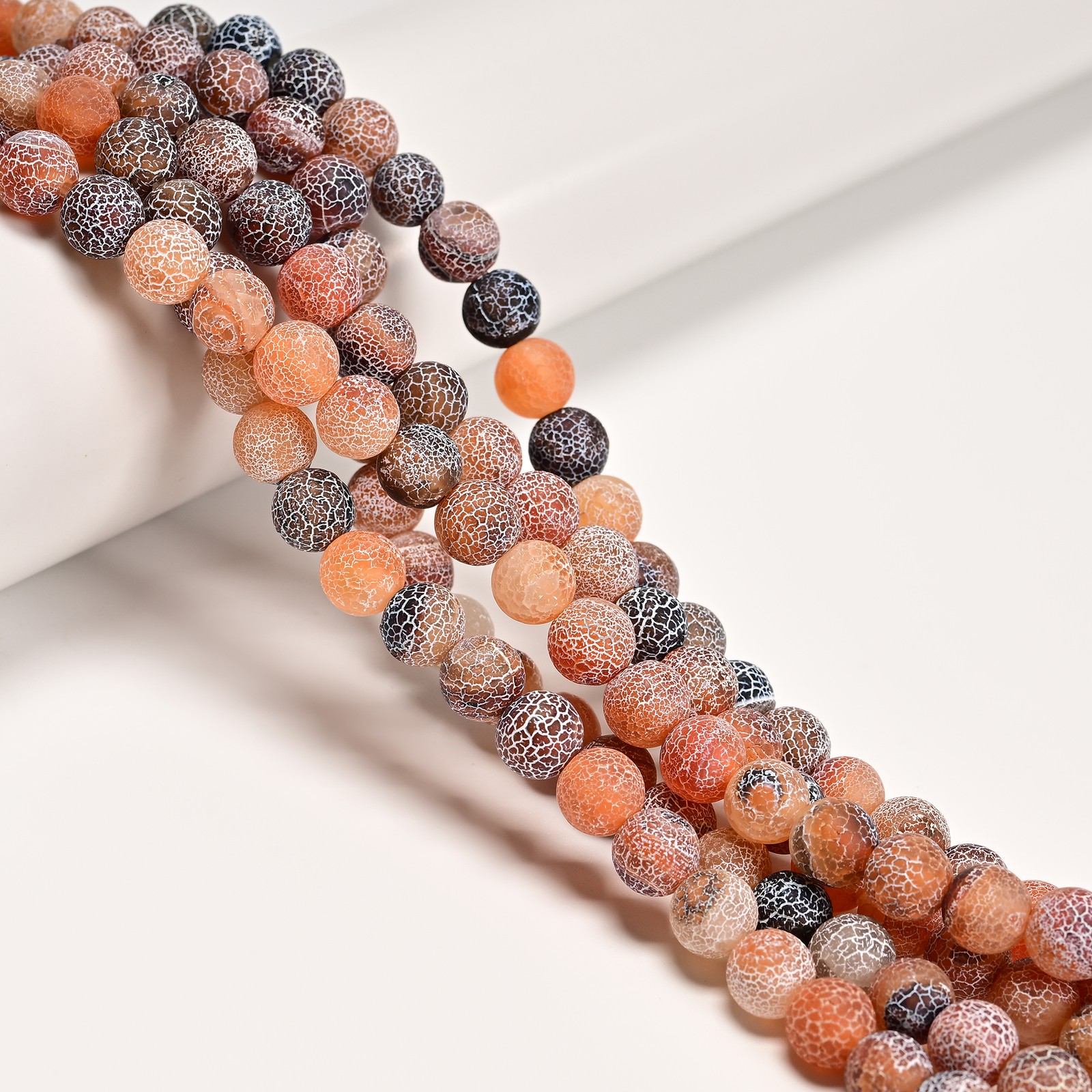 Black Red Fire Agate Cracked Matte Round Beads 4mm 6mm 8mm 10mm 12mm 15″ Strand