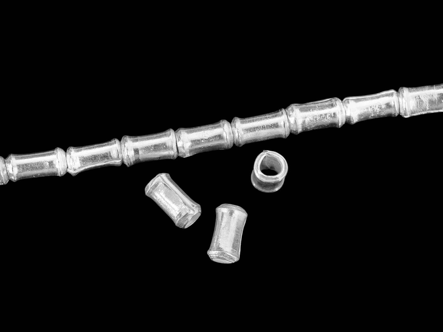 Silver beads karen hill tribe handmade silver 50 small plain bamboo bead