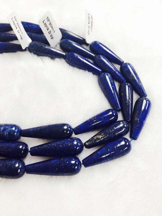 Lapis Lazuli Smooth Teardrop Beads Size 10x30mm 15.5″ Strand