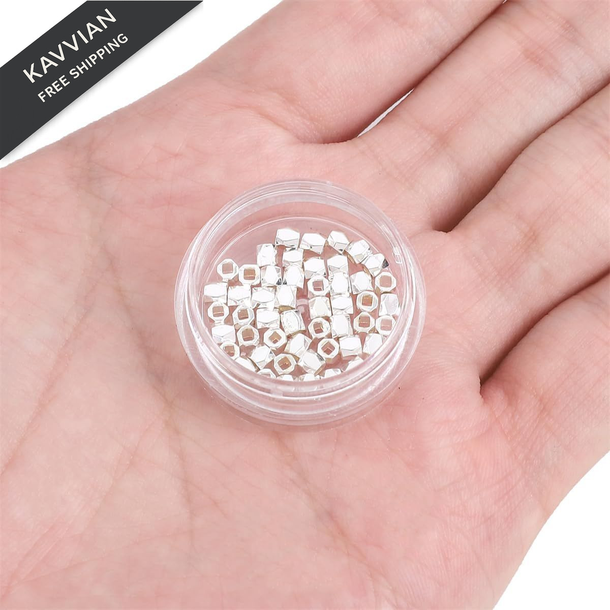 BEADIA Silver Plated Faceted Spacer Beads 2.5×2.5mm Faceted,