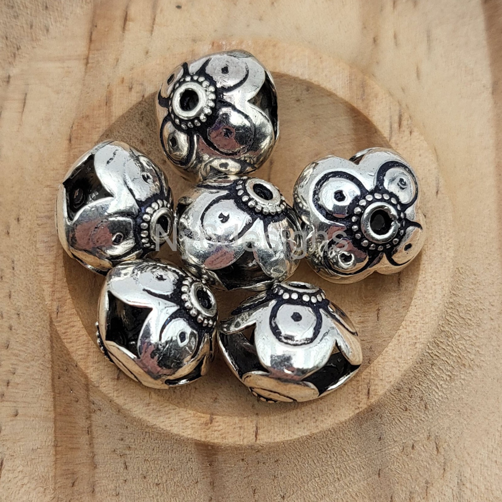 ONE Sterling Silver Bali Spacer Beads 13x10mm Rondelle .925 Lovely Bead Jewelry