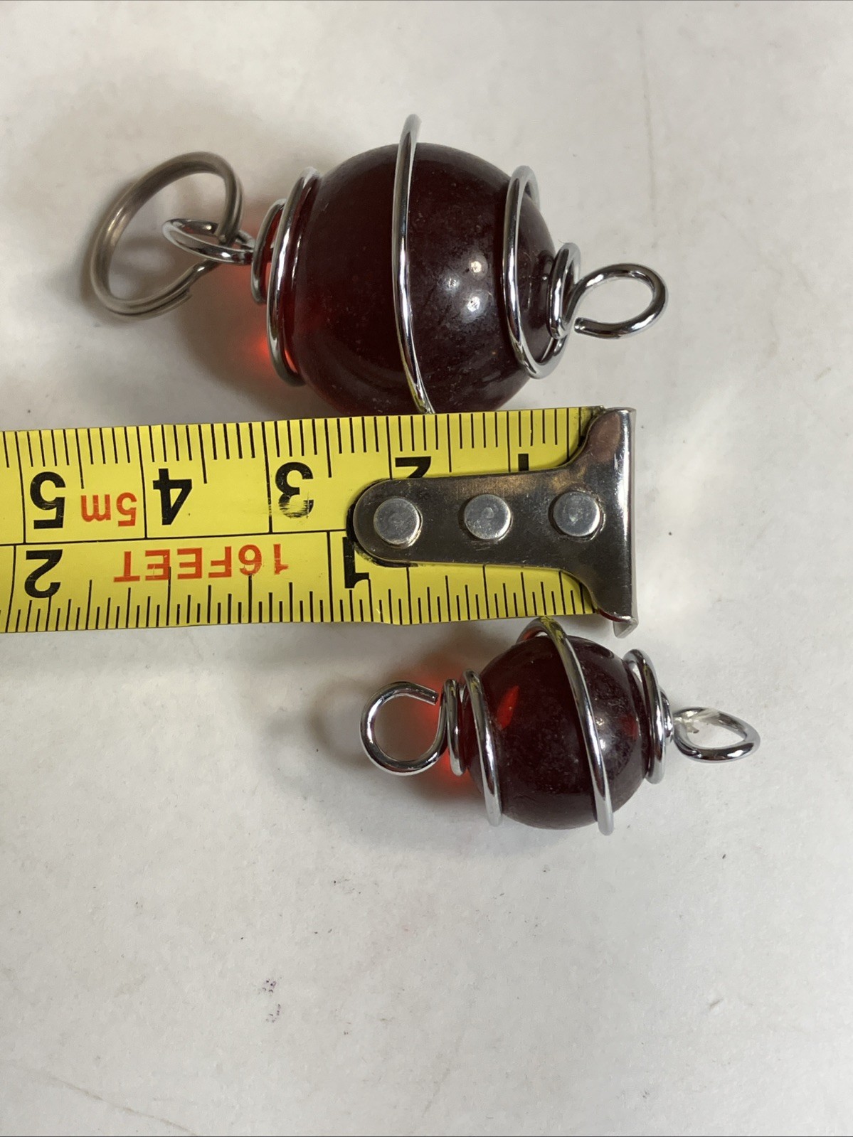 2 Large Beads For Craft Wrapped In Silver Tone Wire Vintage