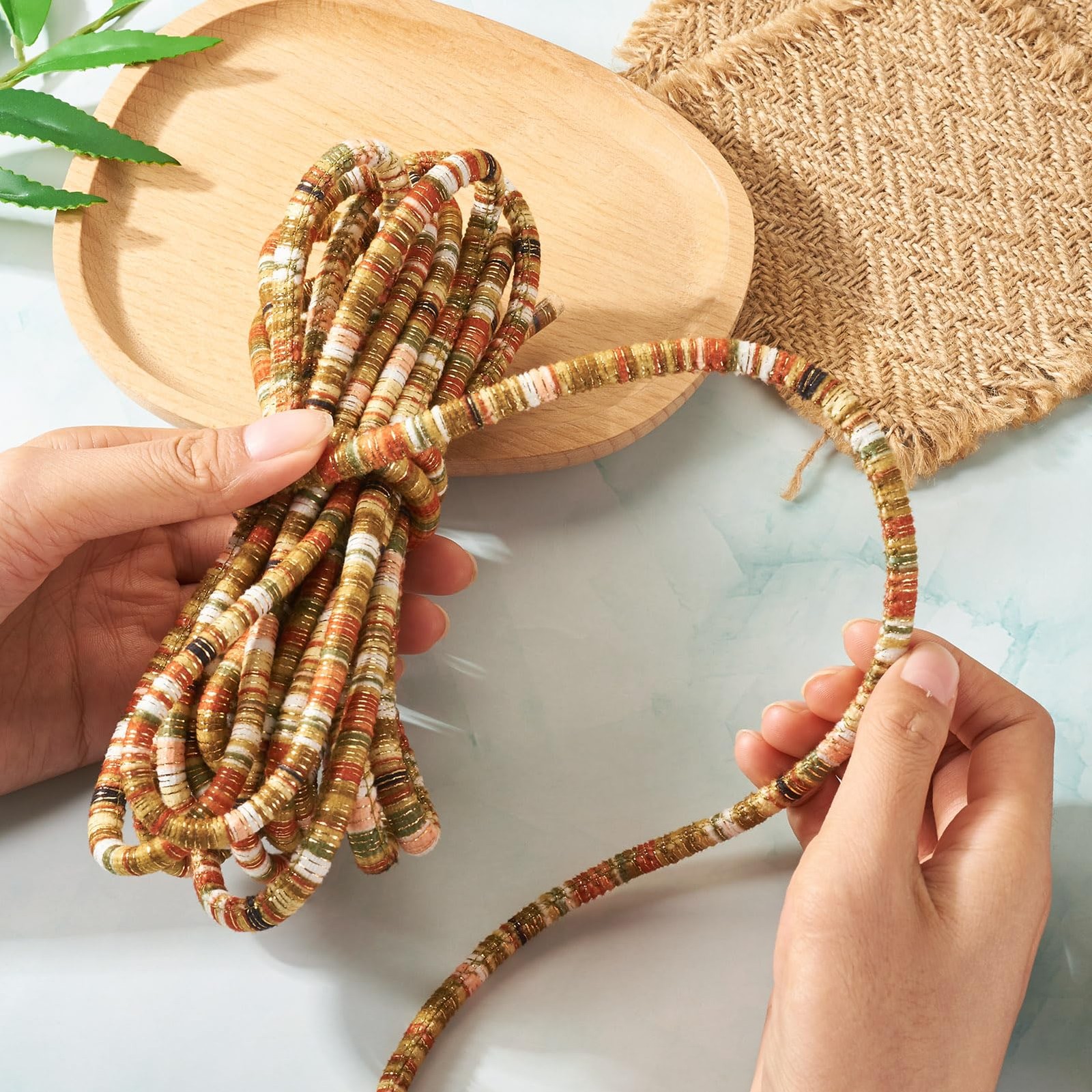 5.47 Yards Ethnic Style Cloth Cords for Jewelry Making, Colorful Bohemia Rope Th