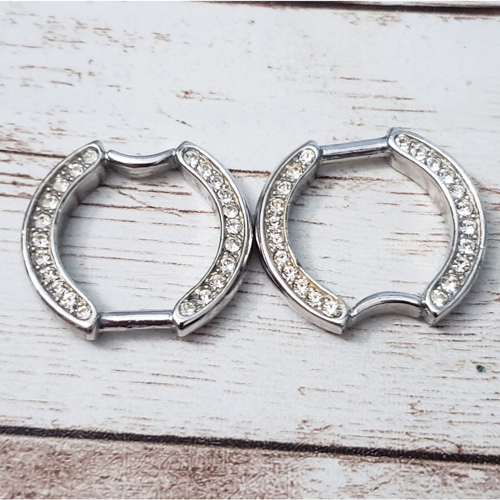 Vintage Clip On Earring Parts Silver Tone & Clear Gem – Spare/Repair