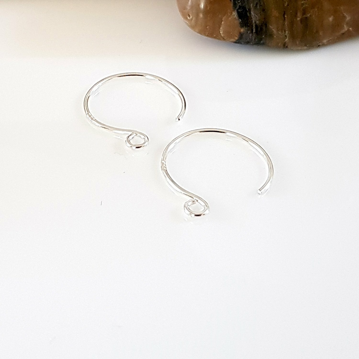 Fine Silver 999 Ear Wire Hooks 1 Pair Circle 2 cm | Jewellery Making Supply