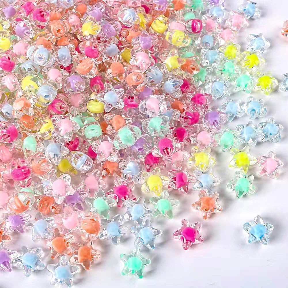100PCS Colorful Acrylic Star Beads for DIY Bracelets and Jewelry Making
