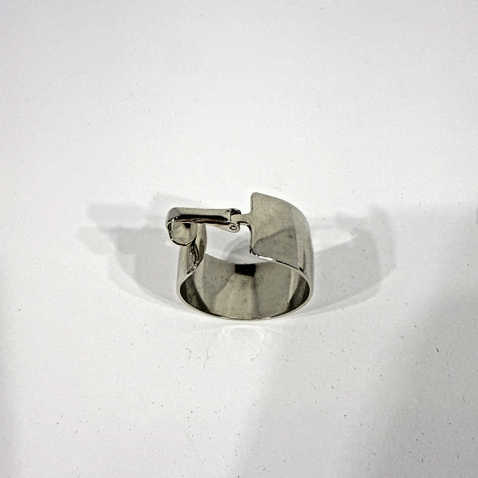 Platinum Tone Brass Cuff Earring Round Clip-On