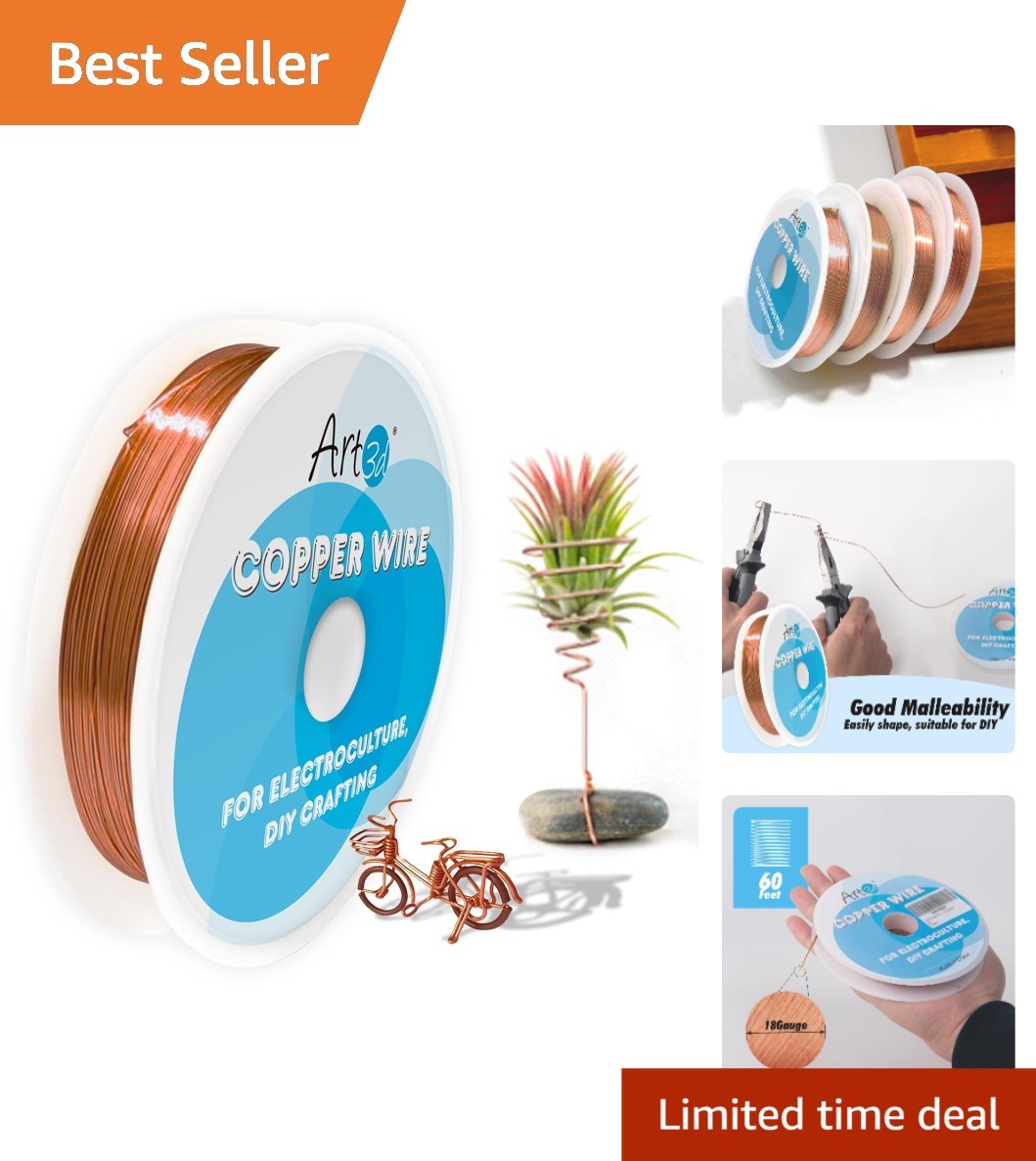 60FT 18 Gauge Copper Wire – For Creative Gardening and Artistic Projects